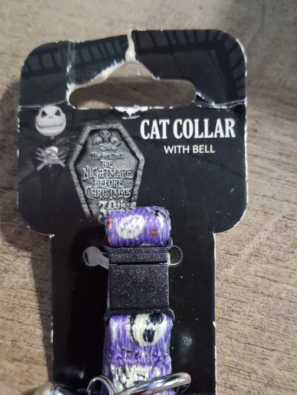 Purple Cat Collar with Bell - Nightmare Before Christmas